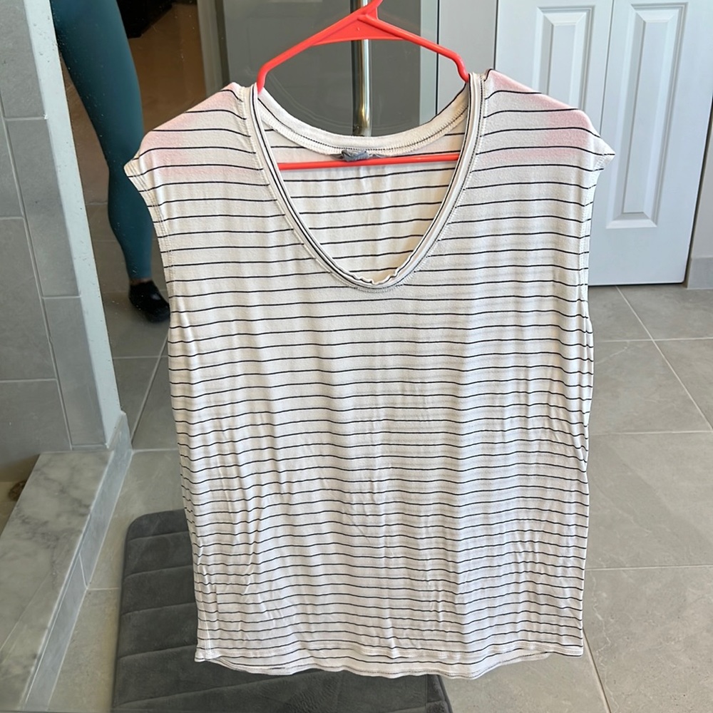 Nordstrom white and black stripped tee